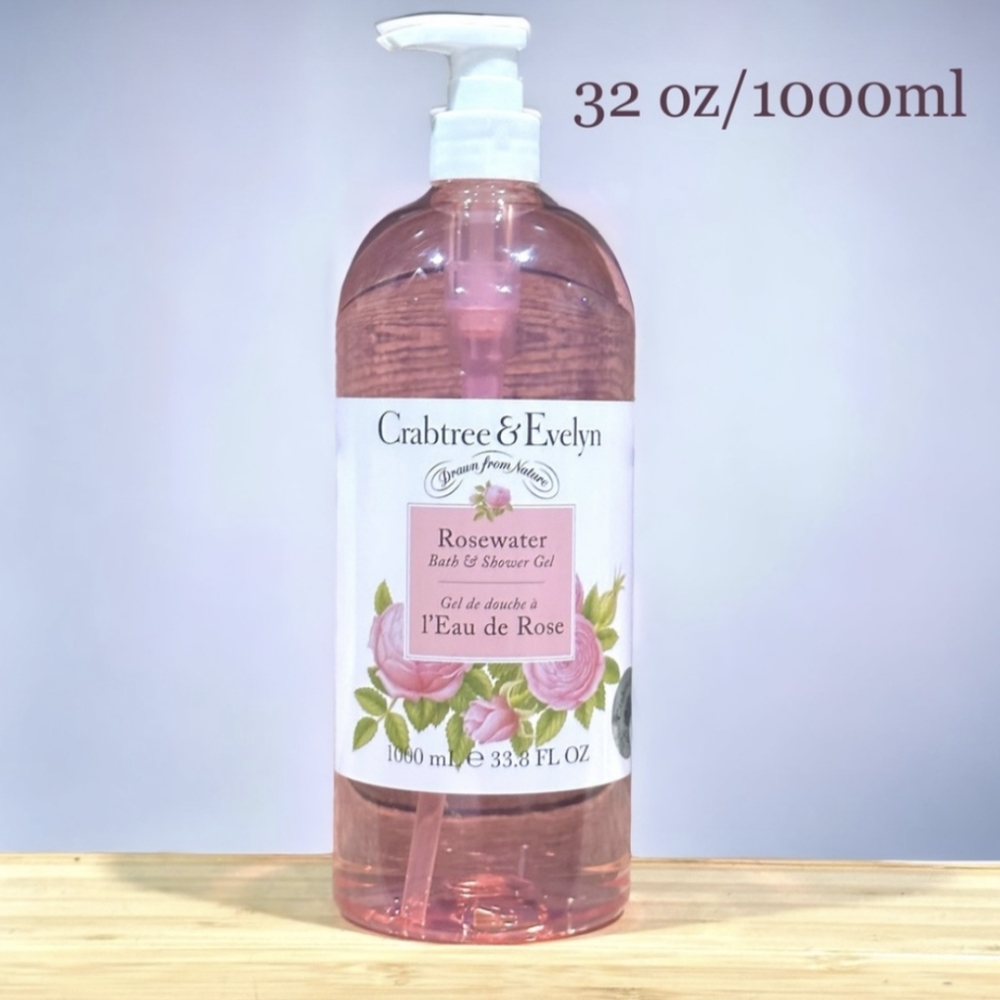 Rare Jumbo Crabtree & Evelyn Rosewater Bath & Shower Gel 32oz 1000ml